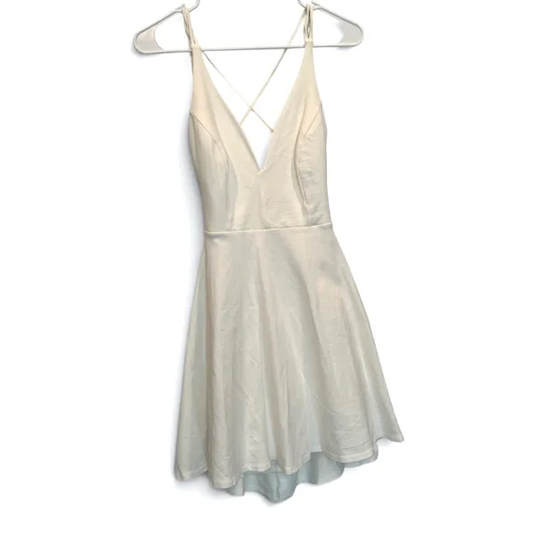 Lulus Believe In Love White Backless Skater Dress Women M Strappy Open Back - Image 8