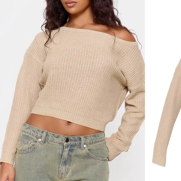Pretty Little Thing PEACH KNITTED OFF SHOULDER SWEATER S/M - Image 9