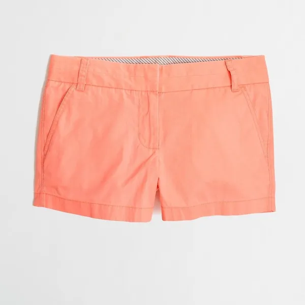 J.Crew Factory‎ Womens 3" Chino Shorts Neon Peach Coral Size 00 NWT - Image 3