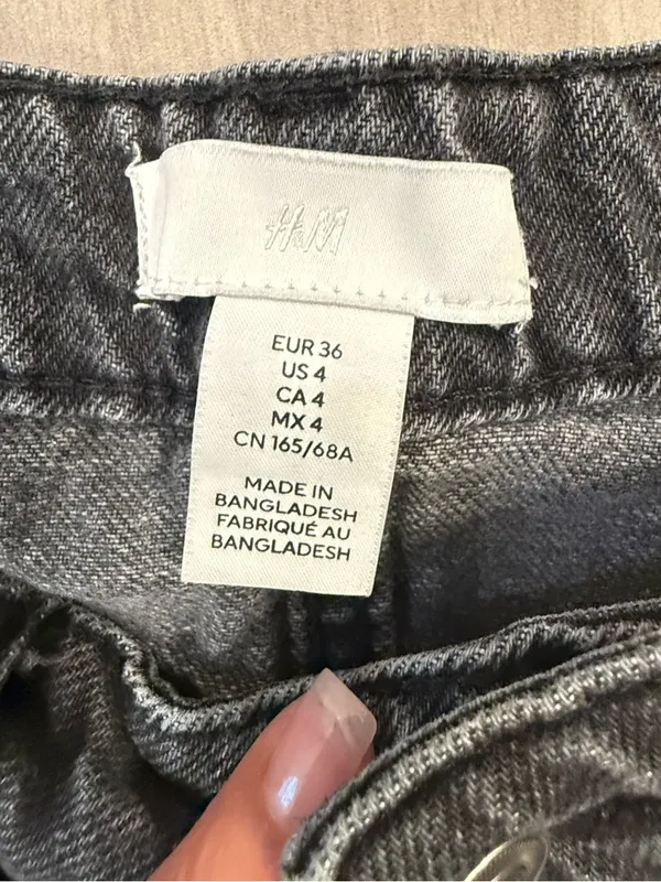H&M Washed Gray Paperbag Denim Shorts - Image 4