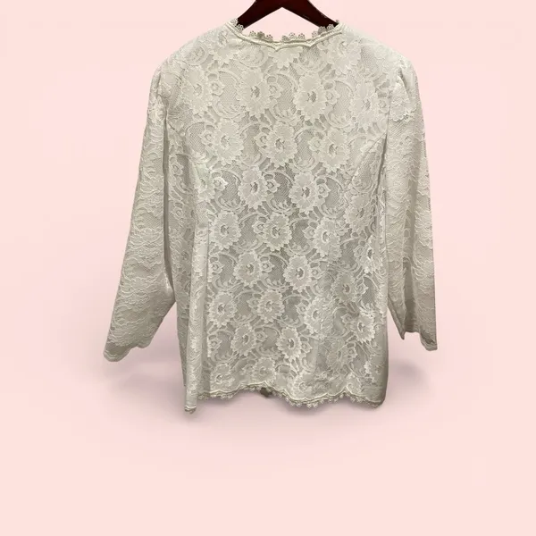 Sweet vintage 80s white lace angel baby fairy lined jacket blazer open front - Image 5