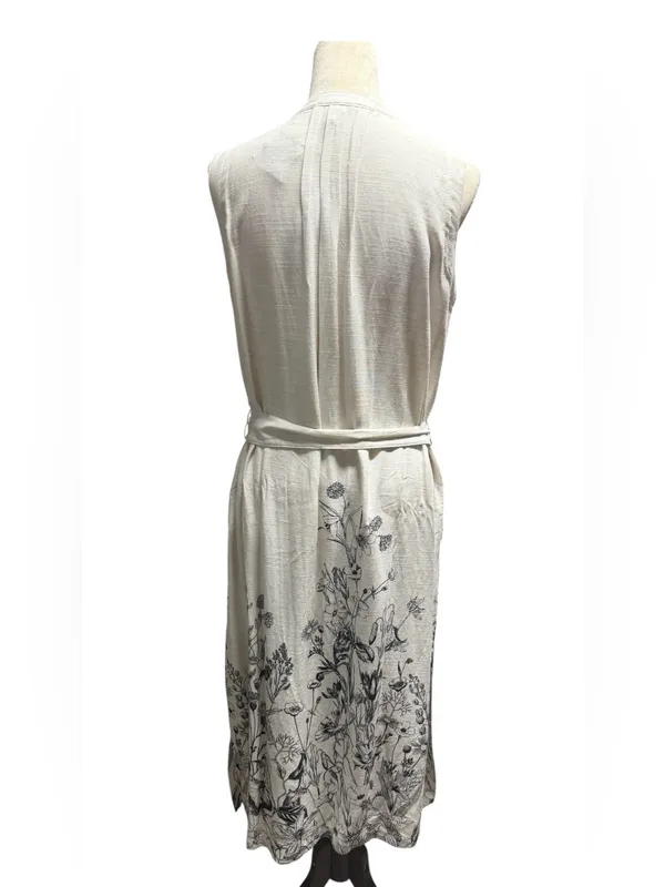JANE + DELANCEY Floral Tie Waist Midi Dress Linen blend Sz XS - Image 3