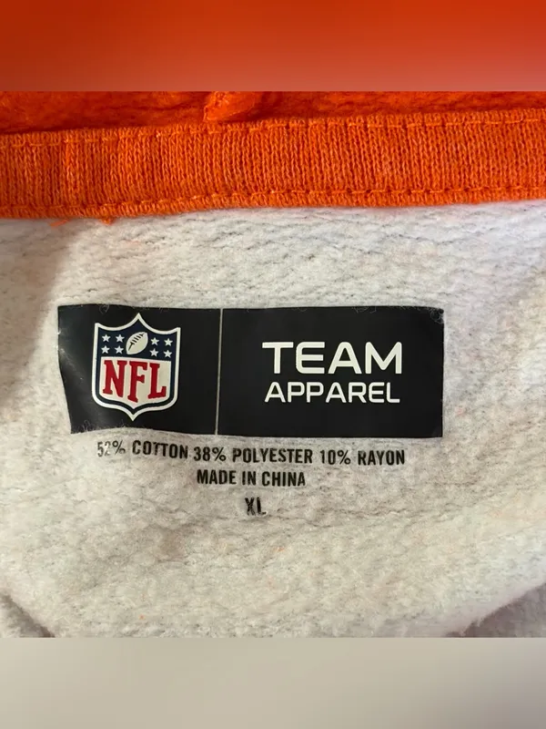 NFL Team Apparel Denver Broncos Women's XL Hoodie Orange White Colorblock - Image 4