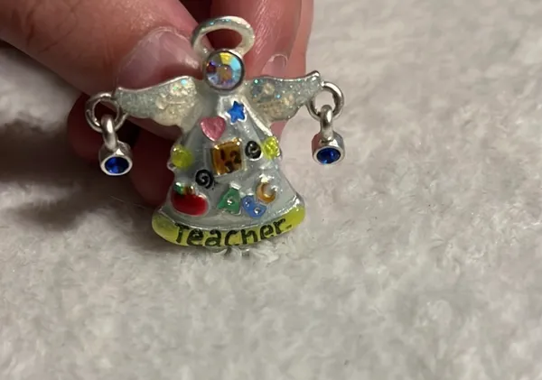AJMC Rhinestone Teacher Angel Brooch Silver - Image 3