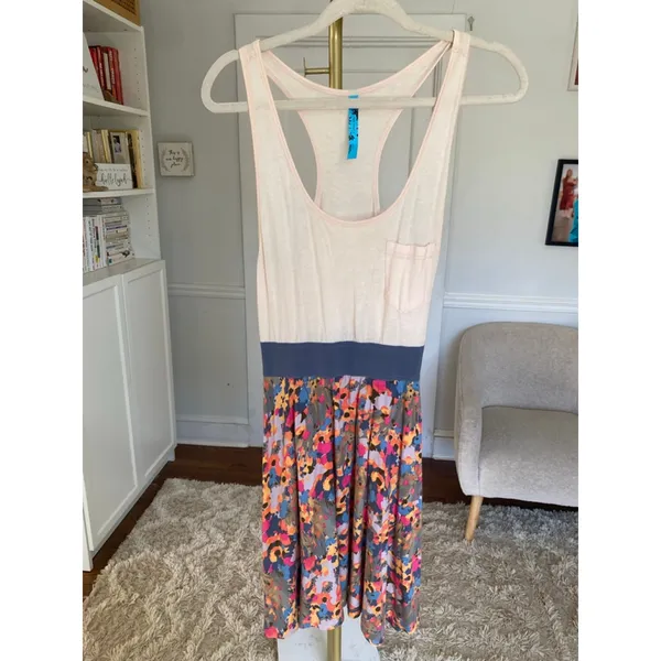 Free People Colorblock Mini Dress Boho Festival Soft Girl Indie Sleaze Beach Y2K - Image 2