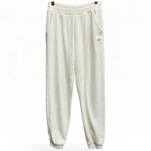 Alo Yoga Muse Sweatpants Bone Ivory Ribbed Waffle‎ Knit Joggers Womens XS - Image 4