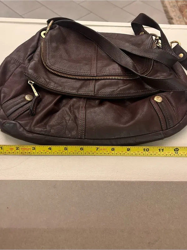 Bag Brown Leather Bag with Gold Hardware-leather! - Image 3