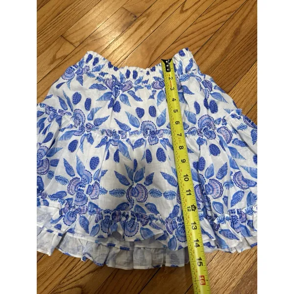 Hill House Linen Paz Tiered Ruffle‎ Skirt in Blue Shell Mosaic Size TN (XXXS) - Image 6