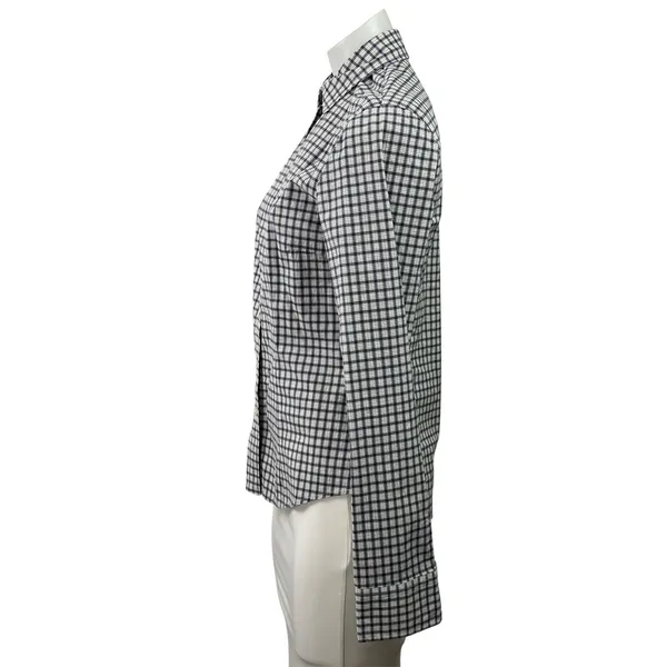 Brandy Melville Black Plaid Checkered Long sleeve Button Down Shirt Top Size M - Image 2
