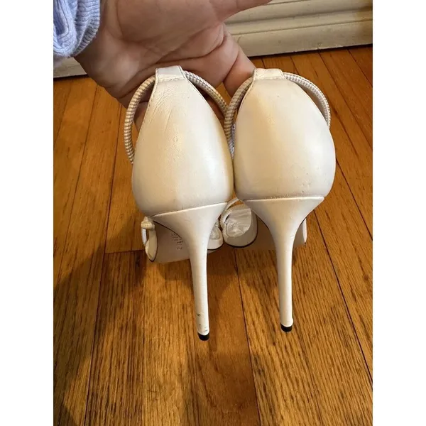 SCHUTZ Gaiah Ankle Strap Sandals in White Leather Size 7.5 EUC - Image 8