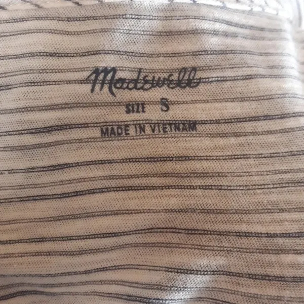 Madewell Striped Casual Tee Cream Nude Top Shirt v6x - Image 4