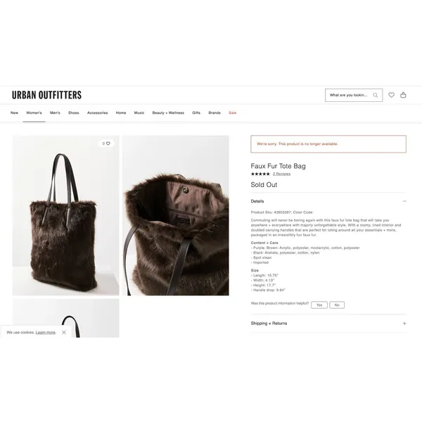 Urban Outfitters Brown Faux Fur Tote Bag Y2K Shoulder Purse Large Fuzzy Grunge - Image 13