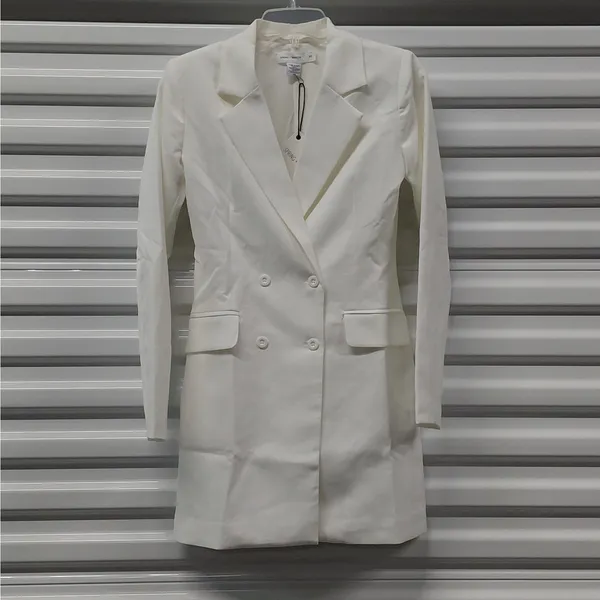 Spring + Mercer Womens Blazer Dress XS White Bridal Chic Cocktail Party Wedding - Image 3