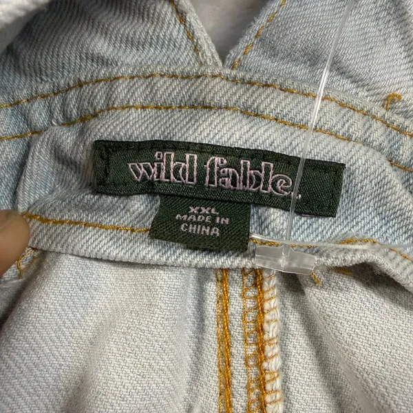 NEW Wild Fable XXL Light Blue Denim Overall Dress Distressed Mini Pinafore Skirt - Image 7