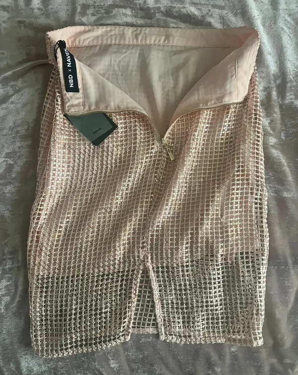 NBD x Naven Camilla Midi Skirt in Peach Blush - Image 5