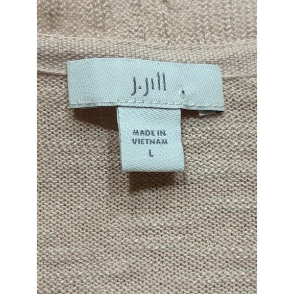 J. Jill Top Knit Soft Pink Linen Blend Top V Neck Casual Travel Coastal Women L - Image 5