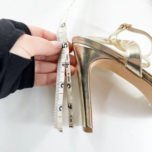Lulus Milanii Square Toe Ankle Strap High Heel Sandals Metallic Gold 10 - Image 13