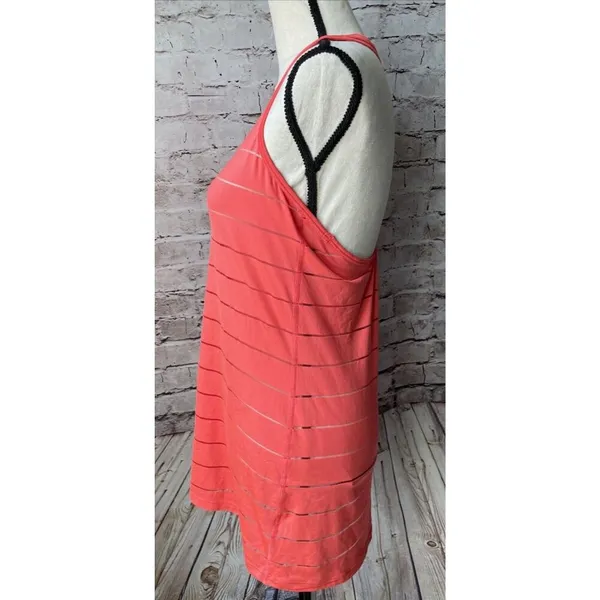 Athleta Orange Racerback Tank‎ Top Thin Sheer Stripes Size ST Small Tall Workout - Image 3