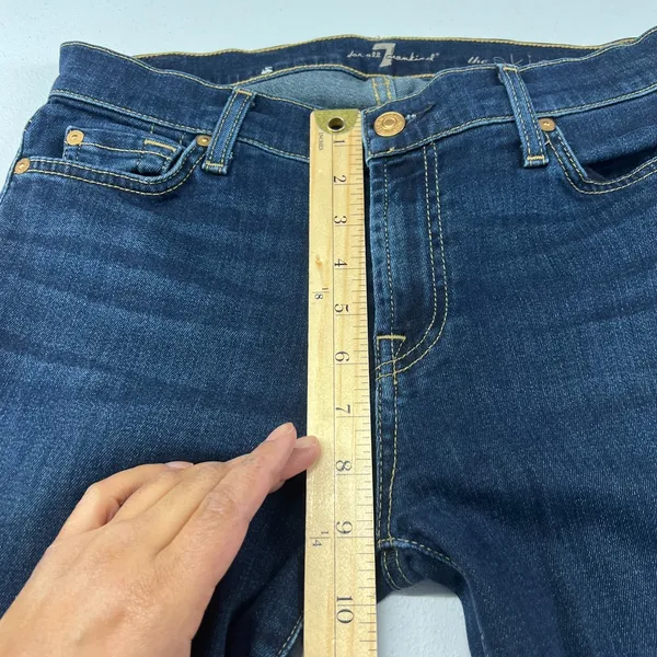 7‎ For All Mankind Jeans Womens 29 Blue Whiskering Denim Cotton Stretch Mid Rise - Image 9