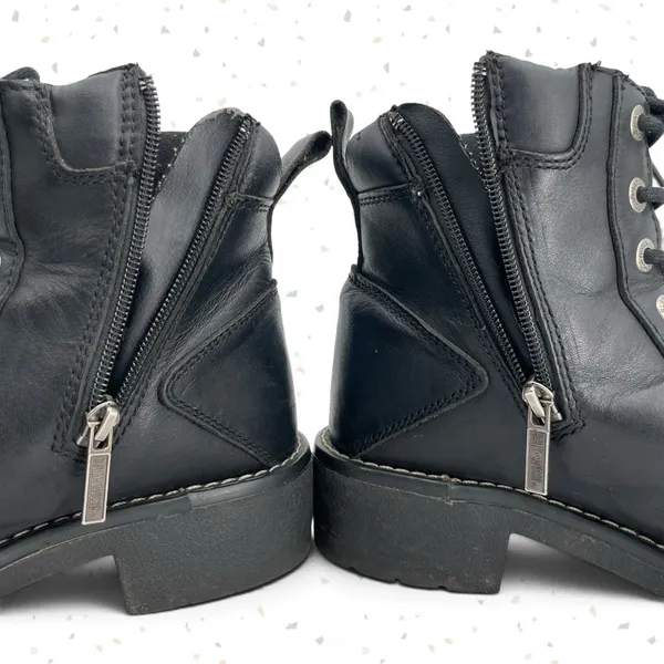 Harley-Davidson Black Leather Biker Boots Lace Up Side Zipper 84051 Heavy Duty 9 - Image 9