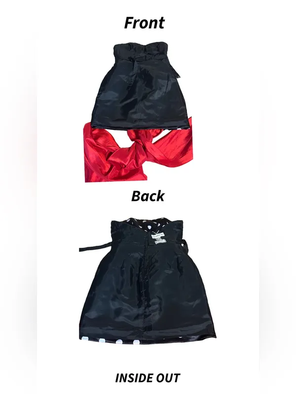 Sherri Hill Black W/White Polka Dots And Over-Sized Red Sash Mini Dress (6) - Image 10
