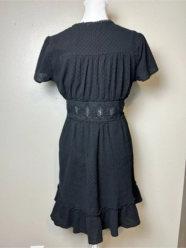 Altar'd State Black Lace-Trim Midi Dress Size Medium - Image 2