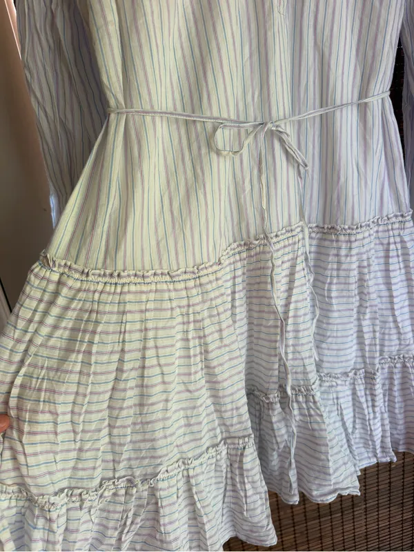 Motherhood Maternity Striped Cotton Tiered Mini Dress Size Small - Image 4