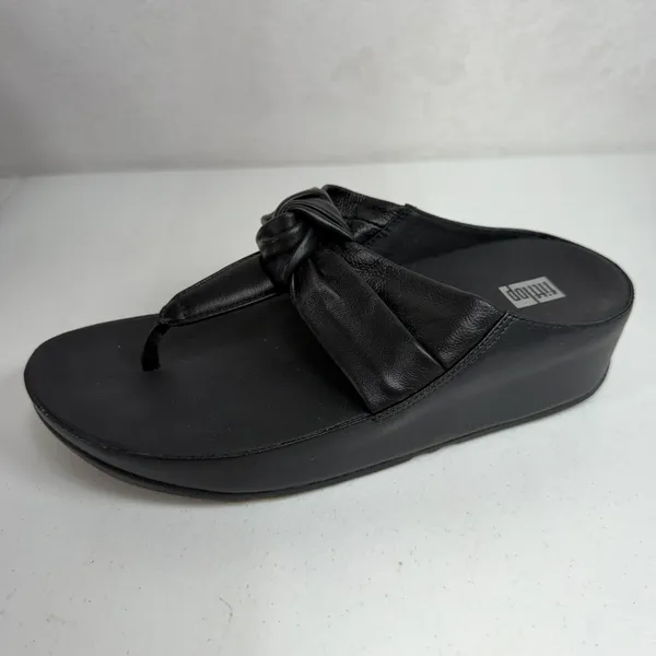 FitFlop 7.5 Twiss II Knotstrap All Black Wedge Platform Microwobbleboard FJ2-090 - Image 7