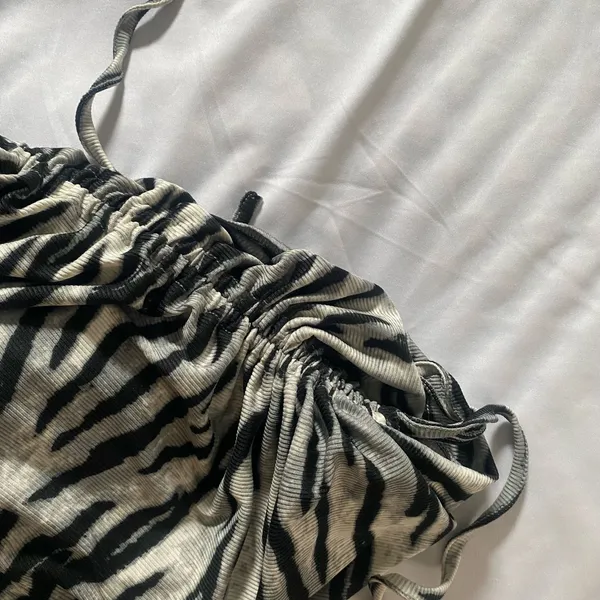 White Fox Boutique zebra print charcoal and black maxi dress - Image 7