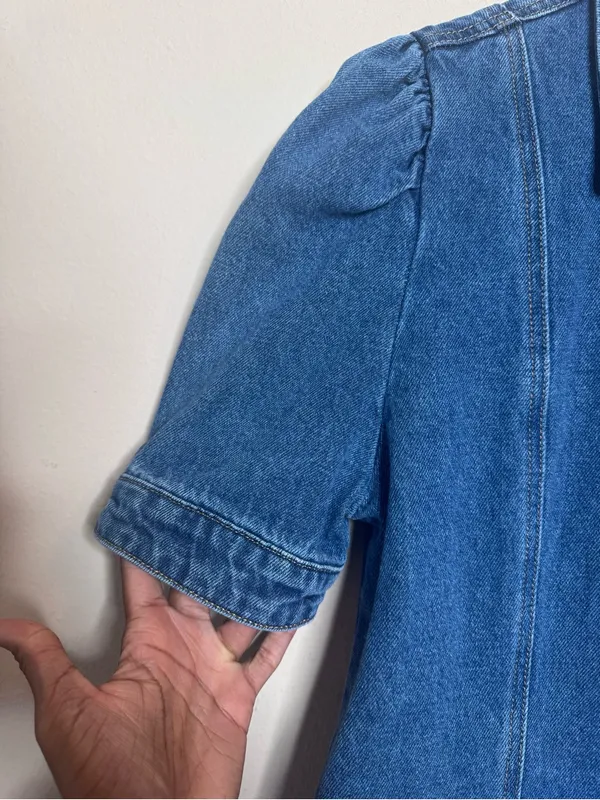 Blank NYC Walk In The Park Puff Sleeve Mini Denim Dress - Image 6