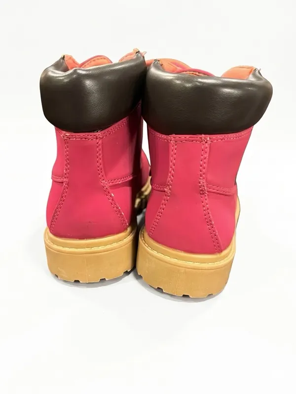 Fashion Class USA Kids "Working Hiking" Pink Lace-Up Boots - Size 2 - Image 2