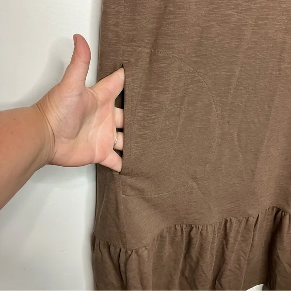 J. Jill‎ brown casual dress with ruffle hem short sleeves size medium tall - Image 3