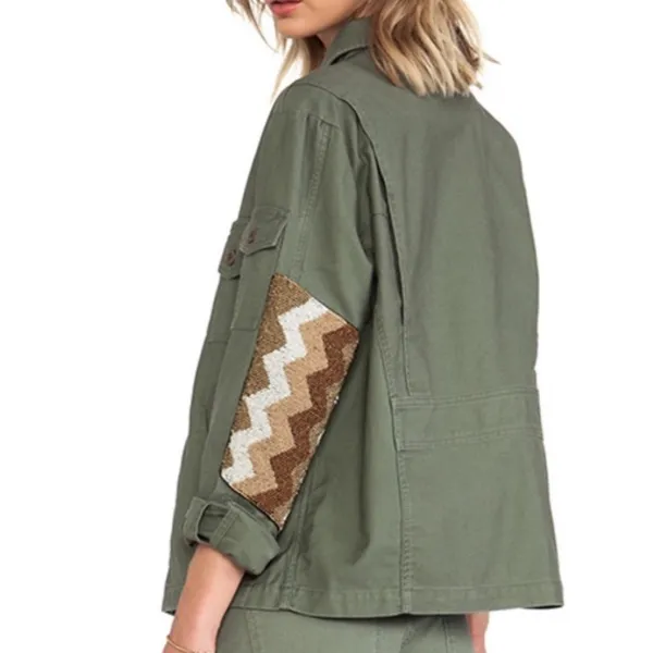 Capulet x Anthropologie Embellished Military Jacket: Army Olive Green - Image 2