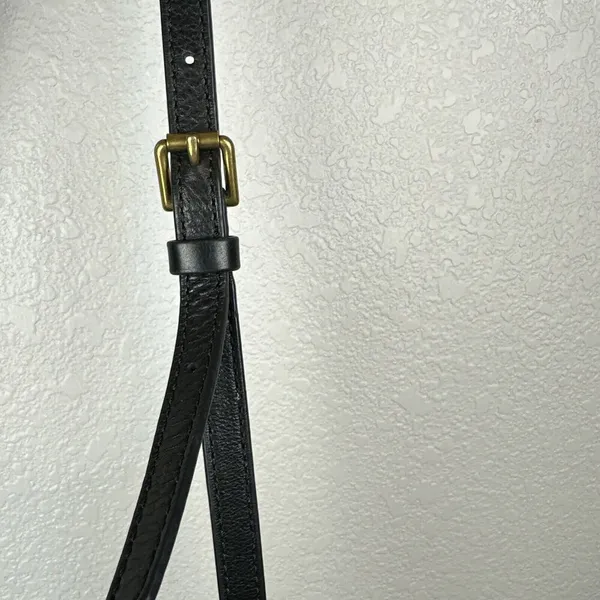 Fossil Emma Satchel Crossbody Leather Purse Handbag Two Tone Black Charcoal Gray - Image 8