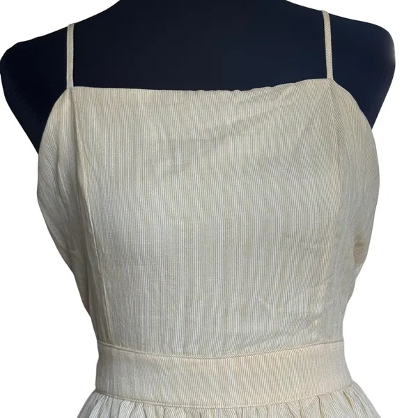Altar'd State NWT Cottagecore Yellow Pinstripe Tiered Mini Dress L Coquette Romantic Whimsy - Image 8