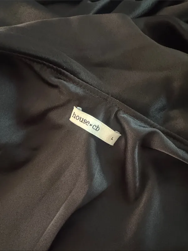 NEW HOUSE OF CB Beau Draped Black Satin Maxi Skirt Sz L - Image 6