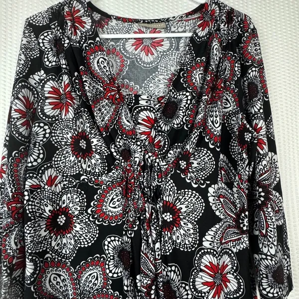 Kim Rogers Y2K 90s Top Medium Black Floral Paisley Boho Teacher Flowy Workwear - Image 3