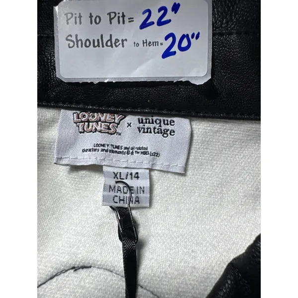 Unique Vintage‎ Looney Tunes Bugs Bunny Back Off Leather Jacket XL - Image 3