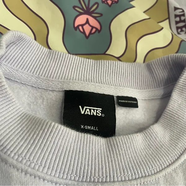 Vans Have A Vanstastic Day Sweatshirt Pullover Lavender Size XS - Image 3