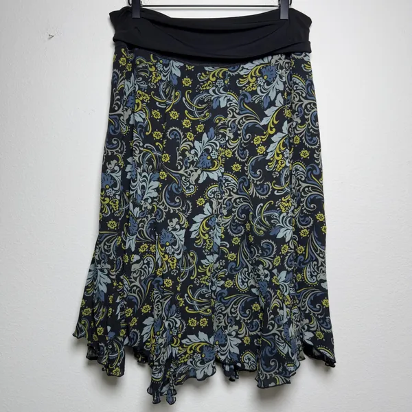 VTG 90s Women Whimsigoth Reversible Skirt XL Black Green Floral Paisley Fairy - Image 3