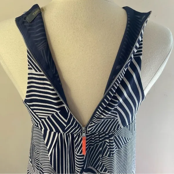 THML Navy‎ Blue & White Sleeveless Mini Dress, Small - Image 5