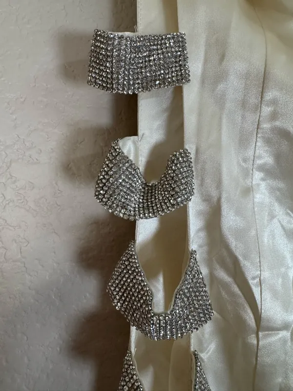 Meshki Alessia Diamante Ivory Rhinestone Strapless Mini Dress size Medium Bride - Image 8