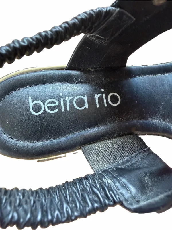 Beira Rio Black Women's Low Block Heel Sandals - Image 6