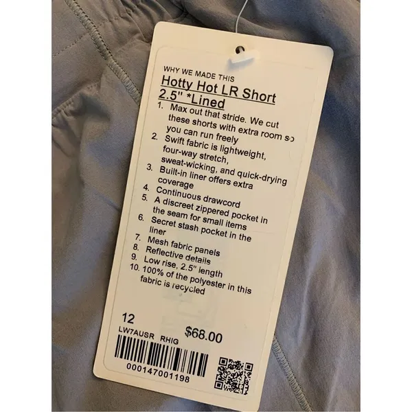 Lululemon Hotty Hot Short II *2.5" W7AUSR gray women's size 12 NEW WITH TAGS - Image 4
