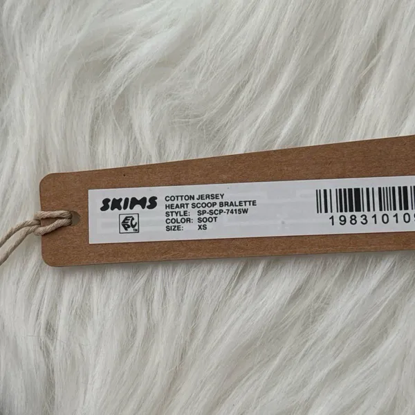 Skims Cotton Jersey Heart Scoop Bralette Soot Size XS - Image 9