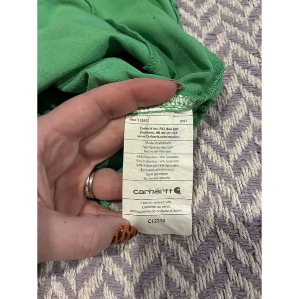 Carhartt Modern Fit Force Cross-Flex V-Neck Scrub Top Women's size Small Green - Image 7