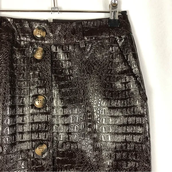 Rachel Comey X Target Dark Brown Faux Leather Snake‎ Knee Length Pencil Skirt 2 - Image 5