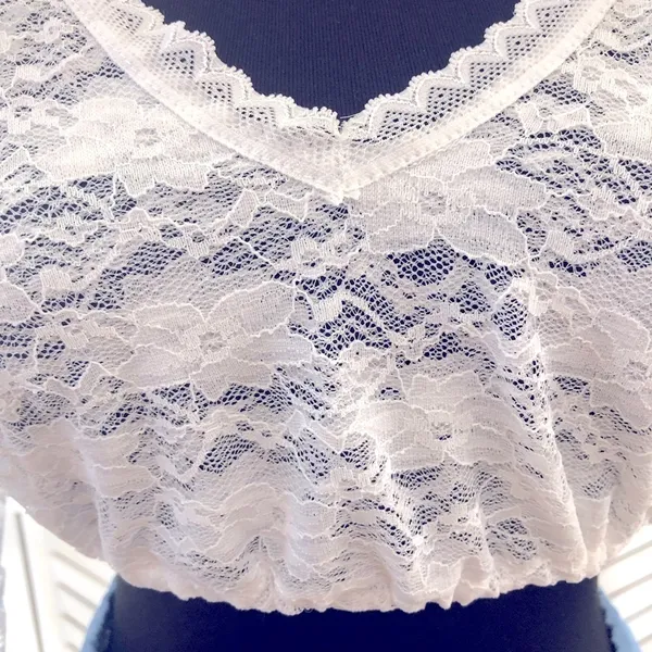 Vintage Peasant Skirt white lace top coquette romantic fairy Ren fair whimsy S - Image 12