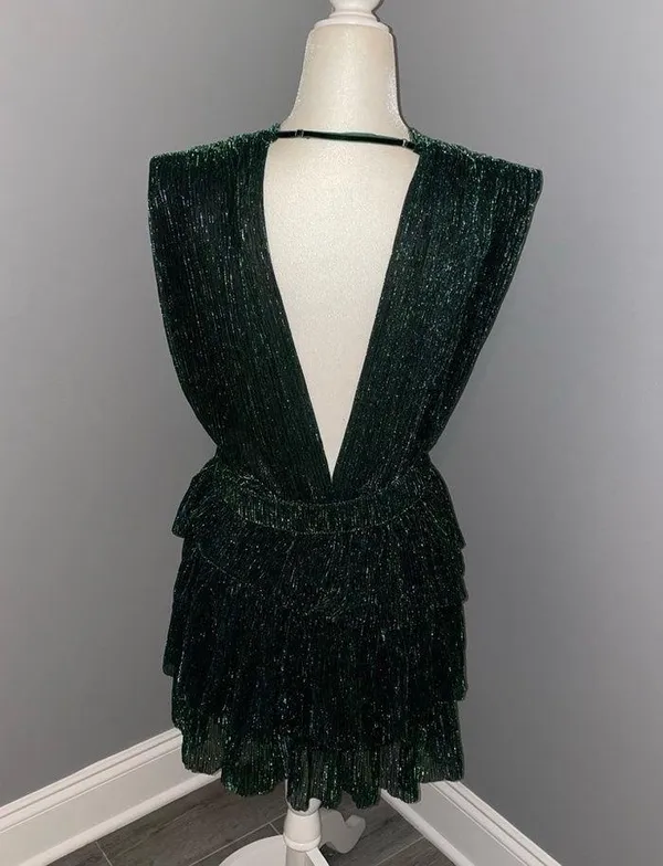 Metallic Tiered Dress size medium Green - Image 4