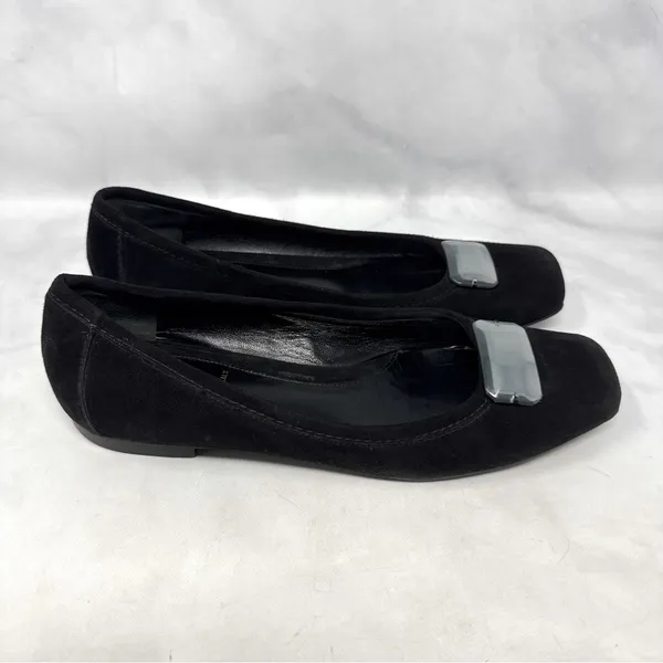 FENDI Vintage Jewel Suede Leather Square Toe Ballerina Ballet Flat Shoe Y2K 37.5 - Image 2